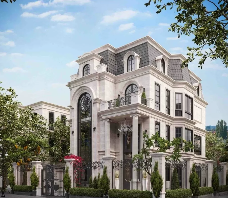 Thiết kế biệt thự lâu đài mini tân cổ điển 3 tầng tại Vinhomes