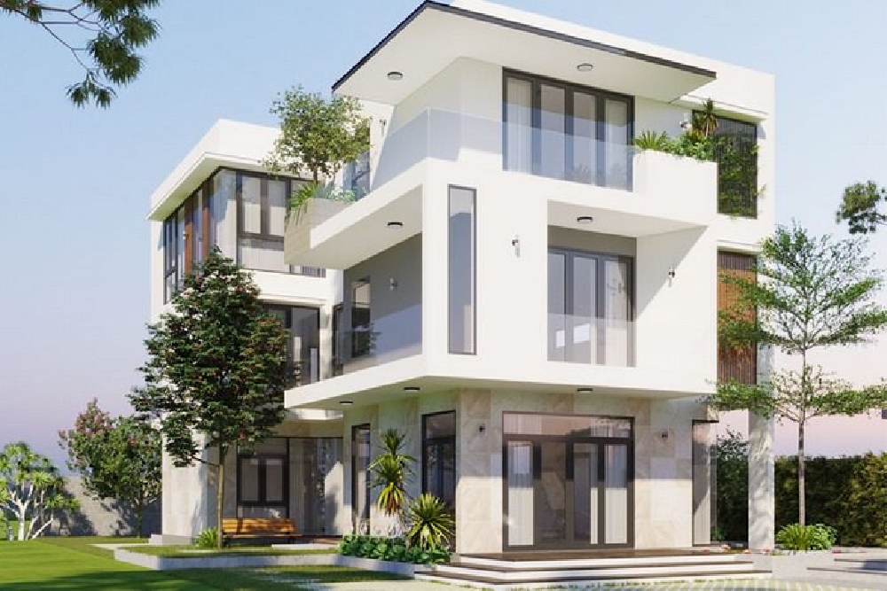 Căn biệt thự sử dụng nhiều kính tạo sự thông thoáng cho ngôi nhà