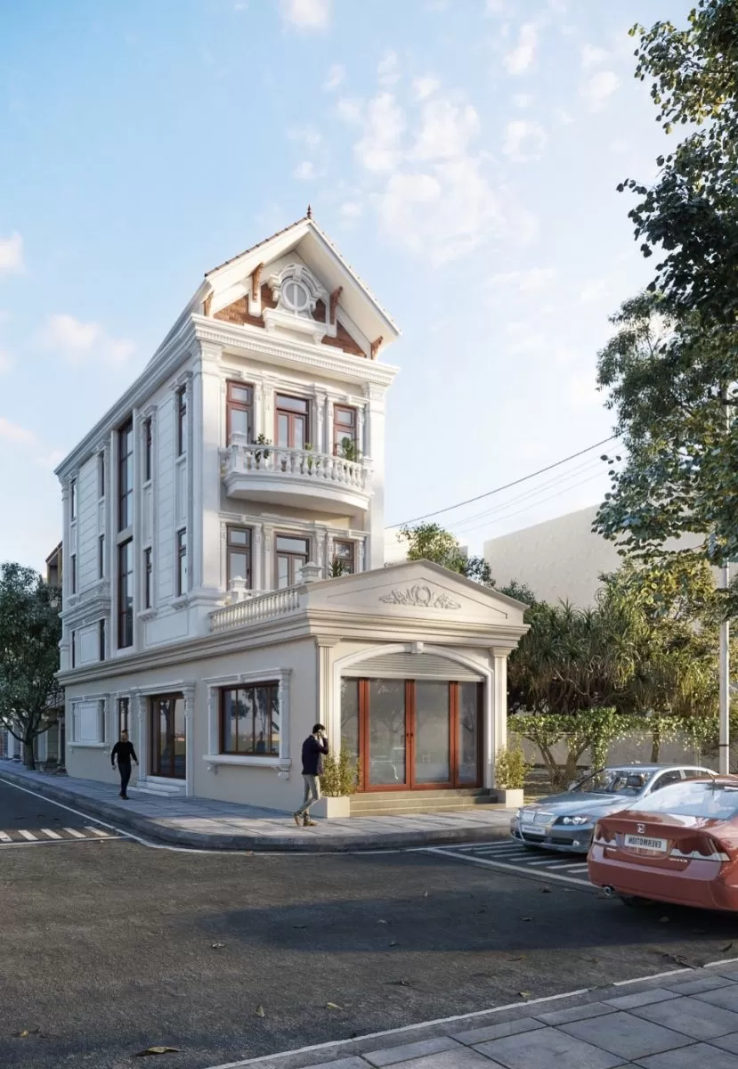 Mẫu thiết kế mặt bằng nhà lô góc để ở kết hợp kinh doanh shop thời trang