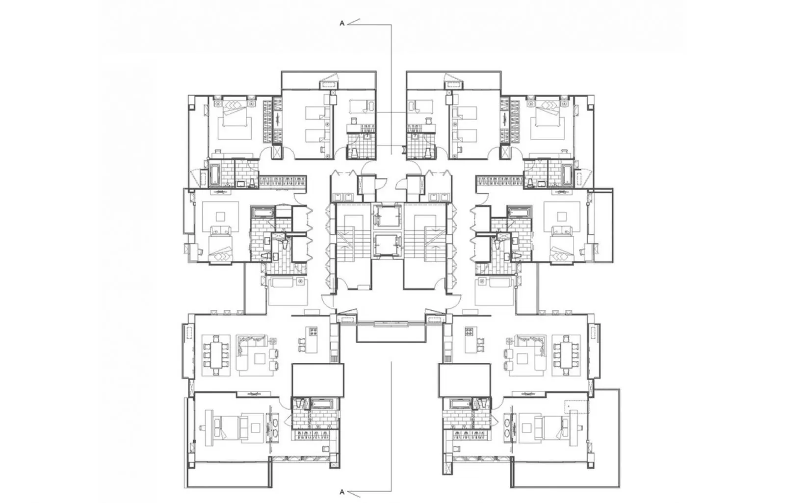 Mẫu bản vẽ thiết kế các phòng chức năng một tầng khách sạn góc 2 mặt tiền