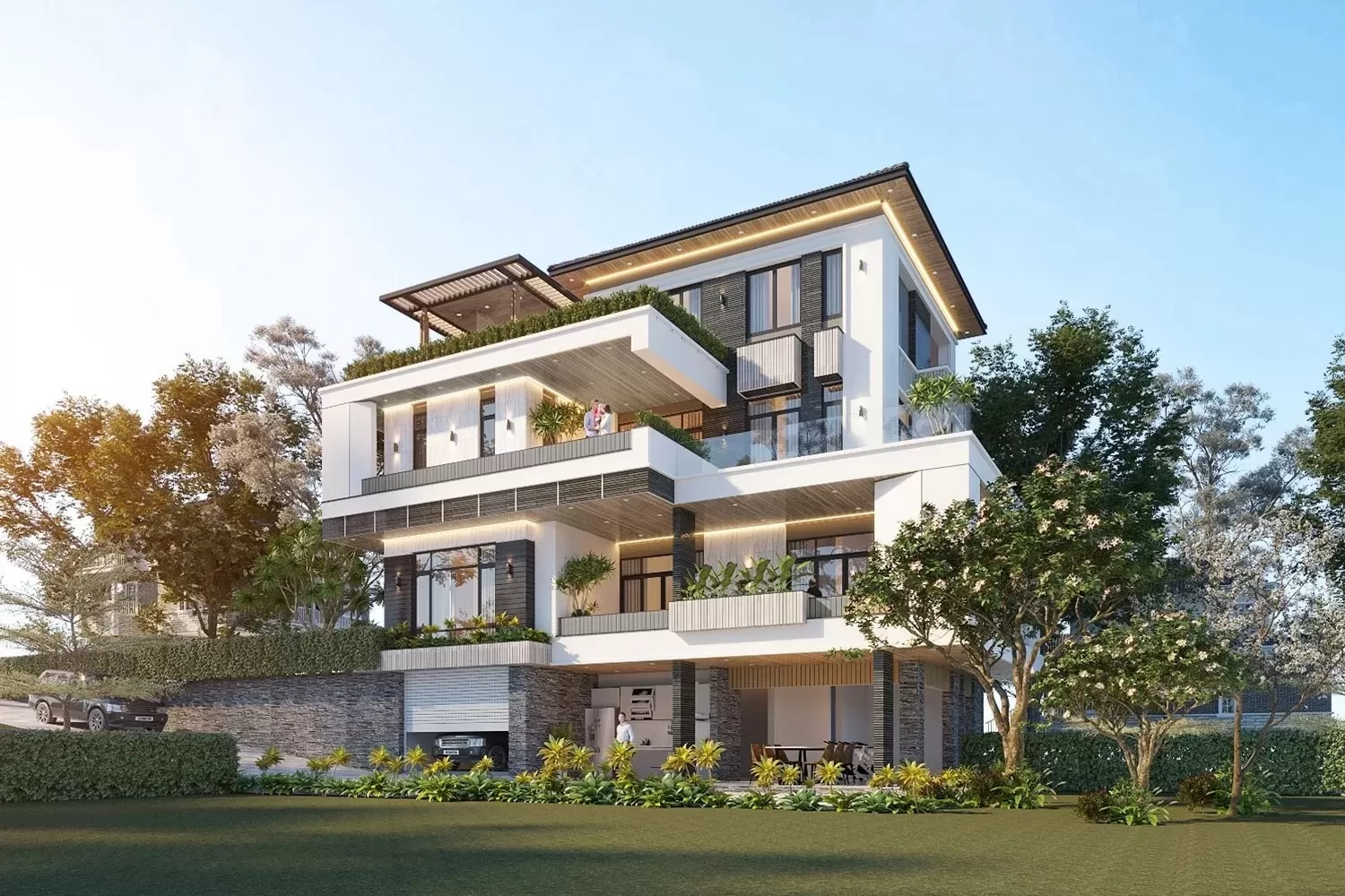 Mẫu nhà vuông 150m2 sân vườn mái nhật