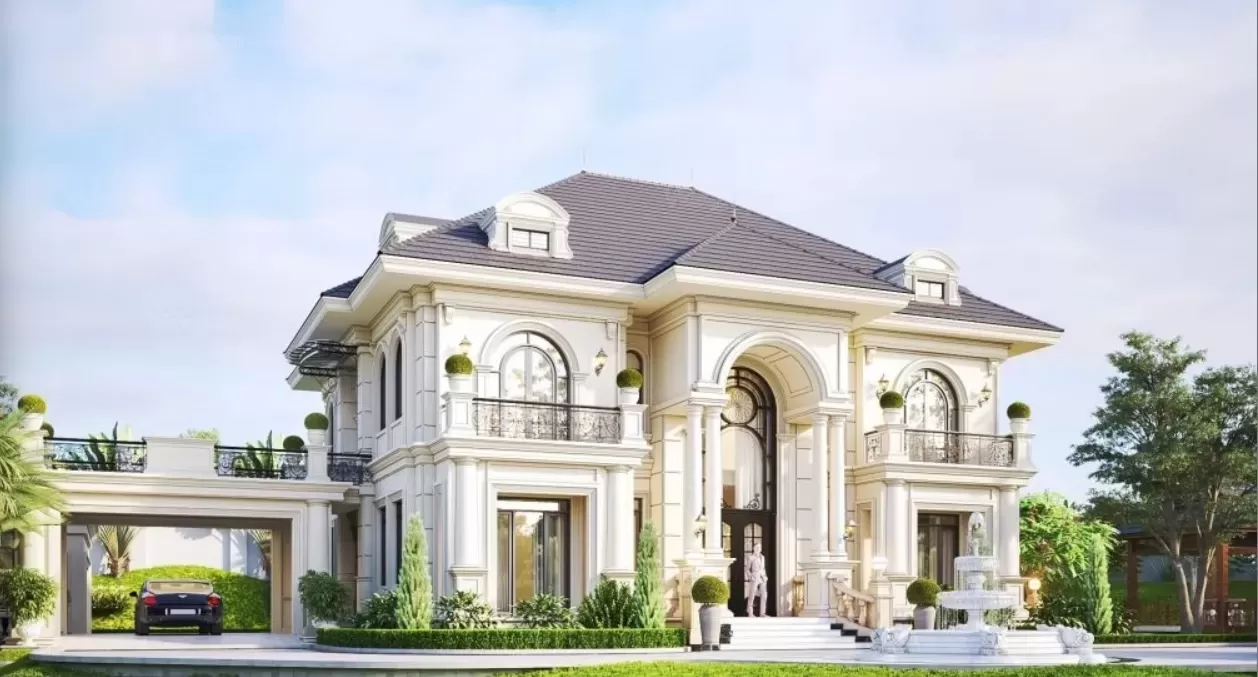 Mẫu thiết kế nhà vườn 150m2 2 tầng tân cổ điển