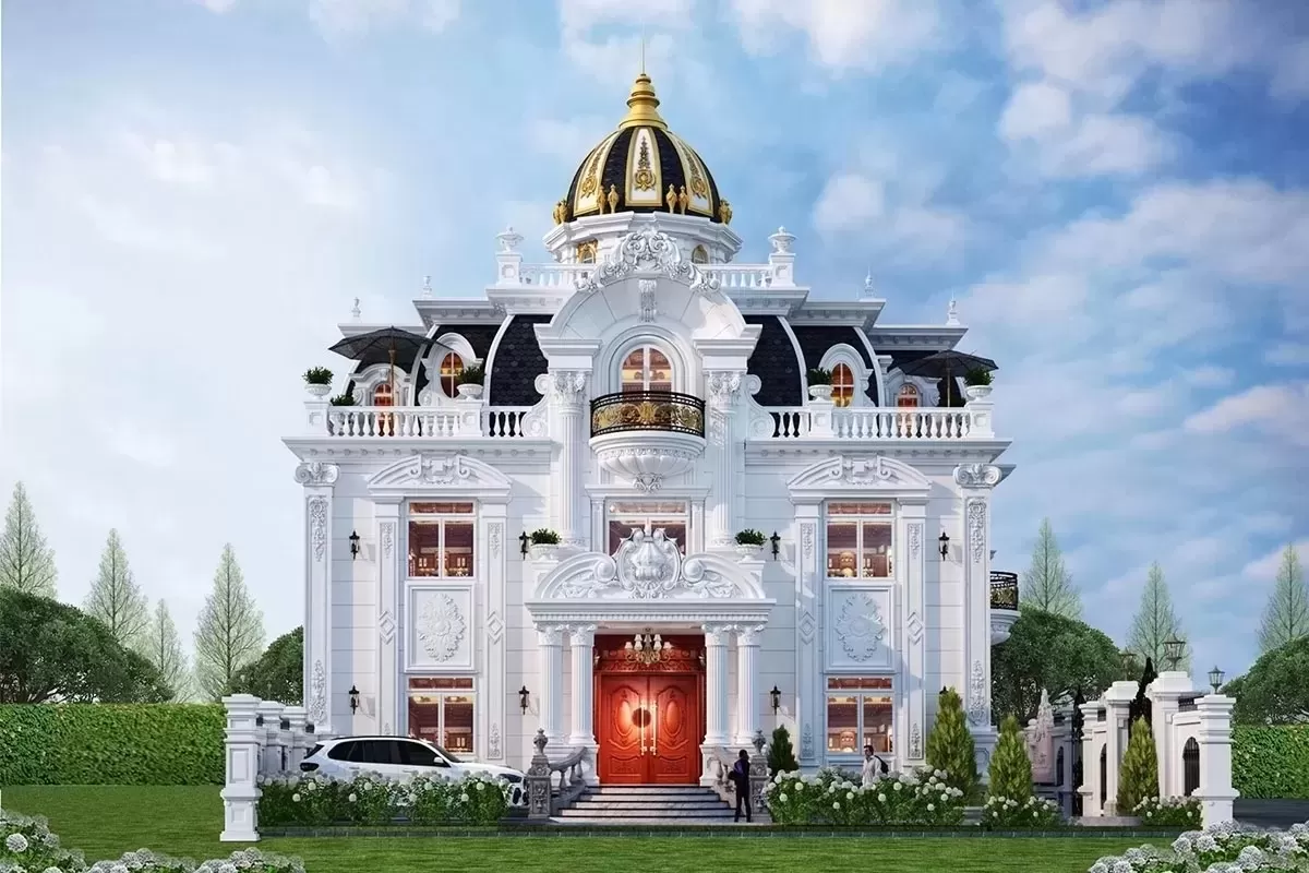Mẫu thiết kế nhà vườn 150m2 2 tầng cổ điển