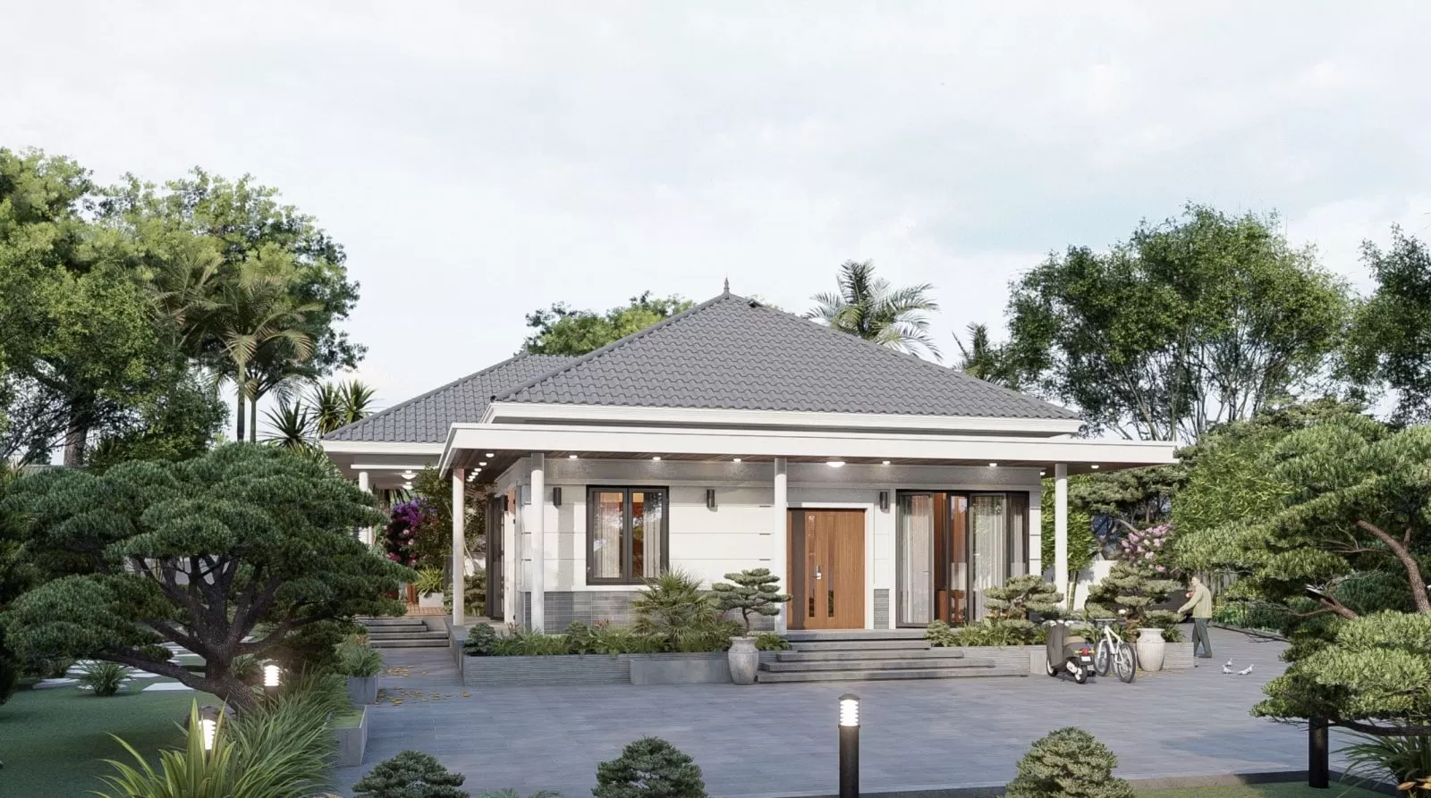 Thiết kế nhà vườn mái nhật diện tích 150m2