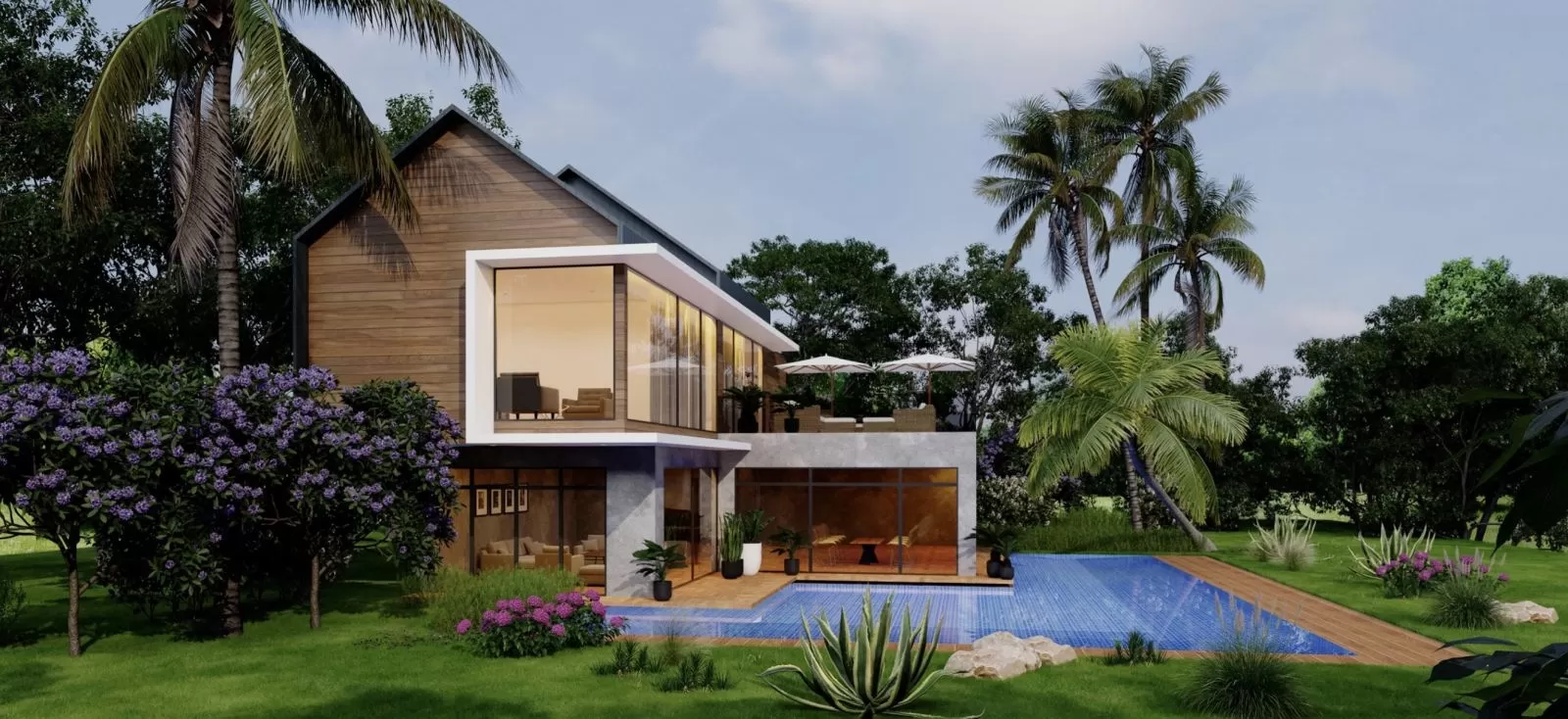 Nhà vườn 150m2 thiết kế thêm hồ bơi