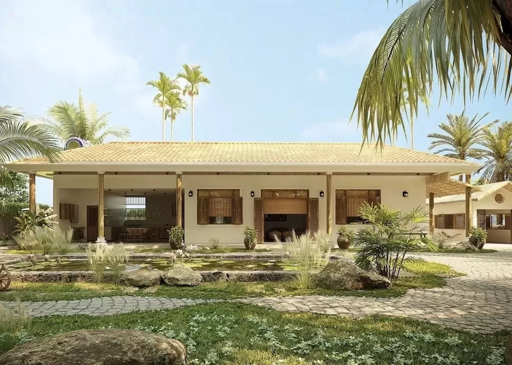 Mẫu nhà vườn 150m2 ở nông thôn