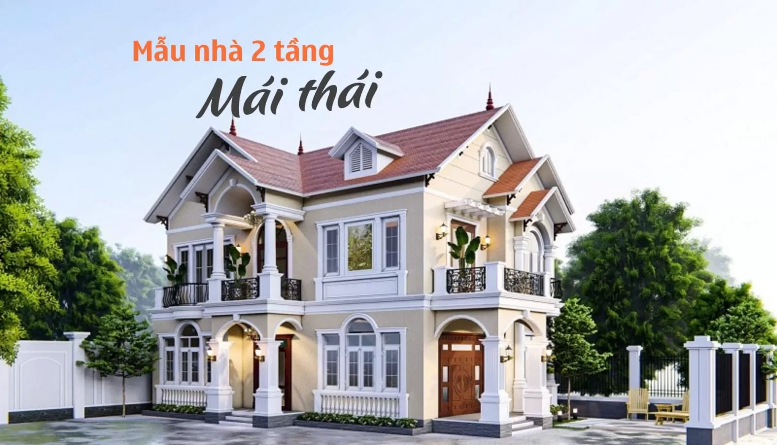 Mẫu thiết kế biệt thự 2 tầng mái Thái kiến trúc hiện đại  ACHI 23251