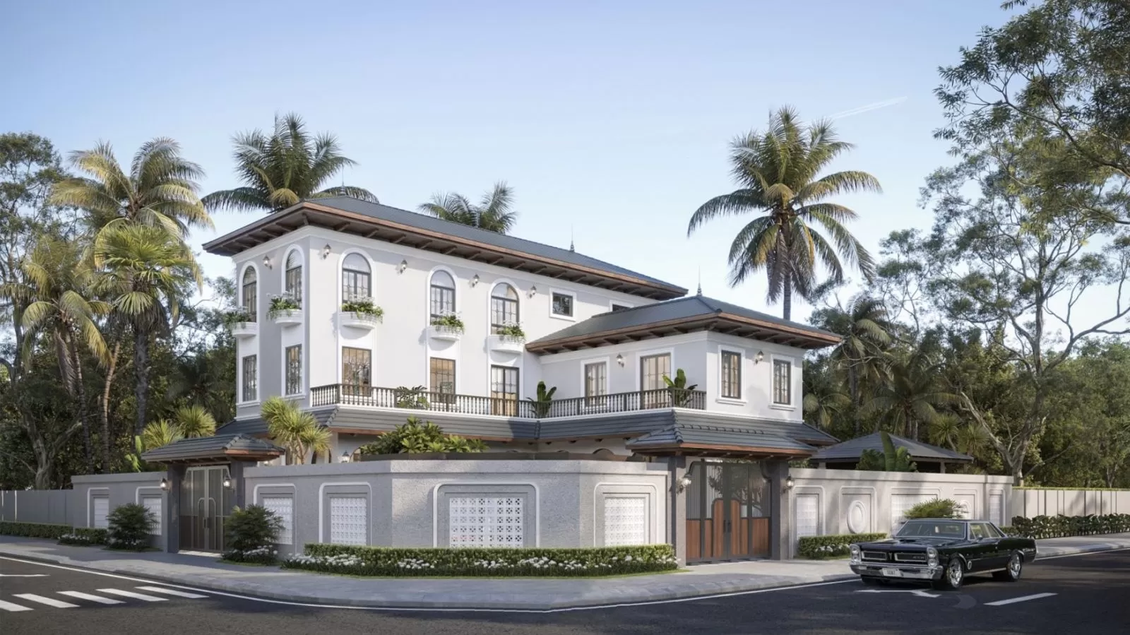 Thiết kế villa indochine là sự kết hợp hoàn hảo giữa kiến trúc tân cổ điển với hai nền văn hoá lớn ảnh hưởng quan trọng của châu Á là Trung Quốc và Ấn Độ