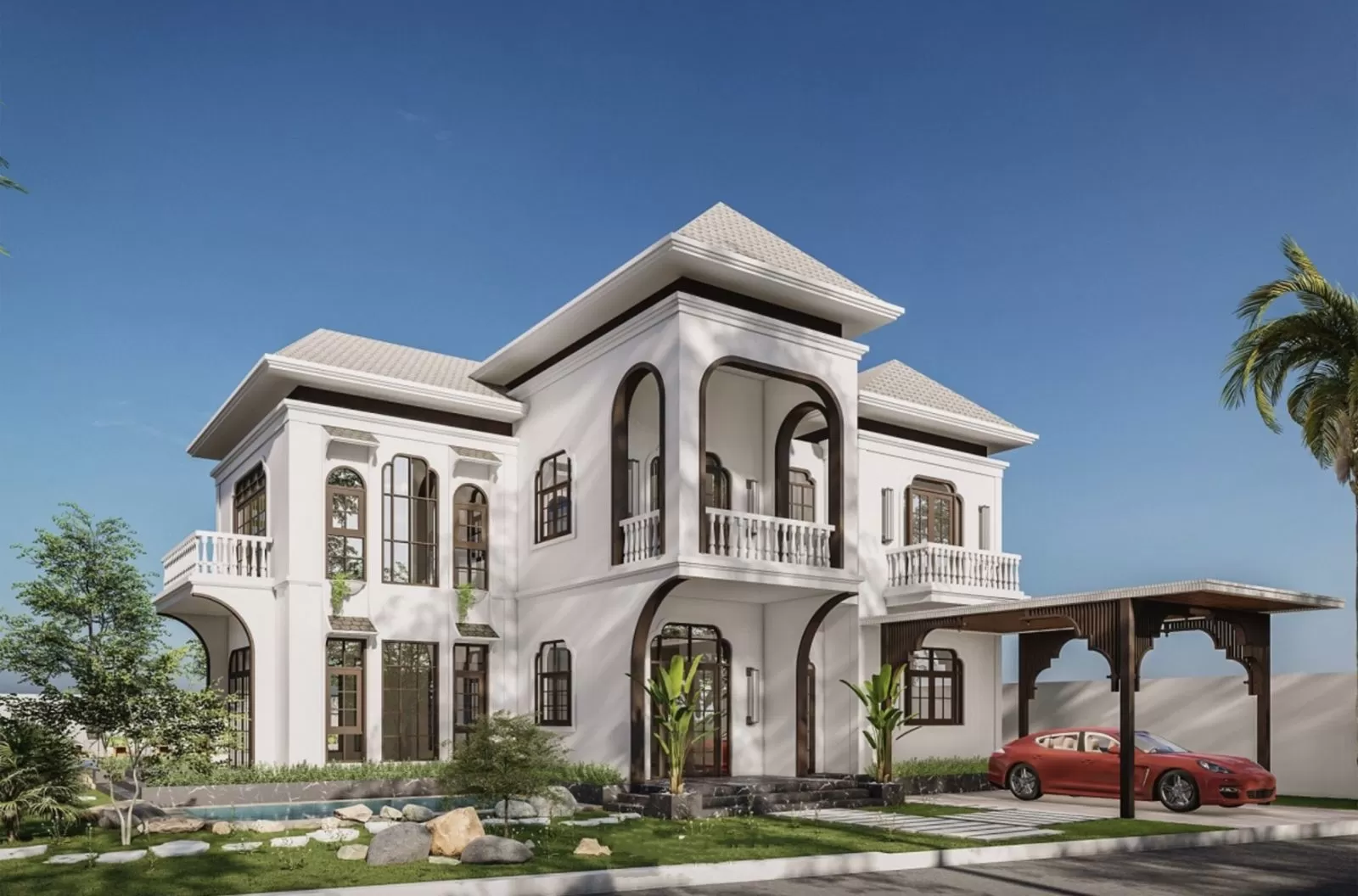 Không gian villa rộng rãi, thoáng mát gần gũi với thiên nhiên