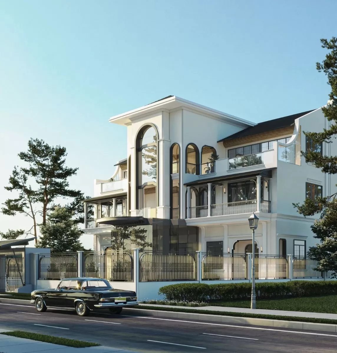 Trong hầu hết những căn villa kiểu Indochine không thể thiếu những cột chống làm từ gạch nung