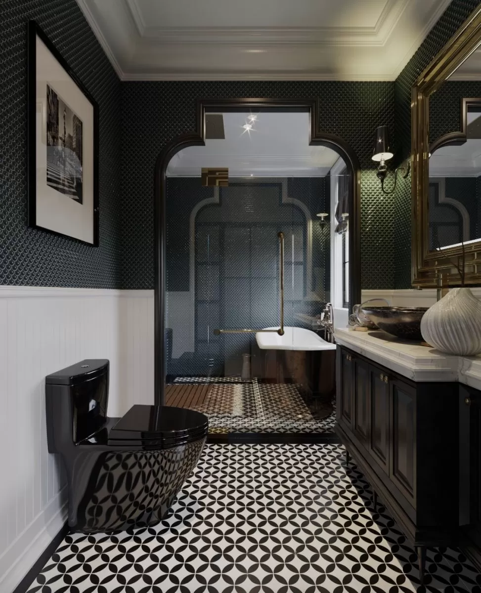 Nhà tắm kiểu Indochine trong villa