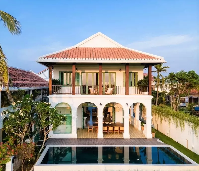 Mẫu thiết kế indochine villa lai truyền thống hoài niệm