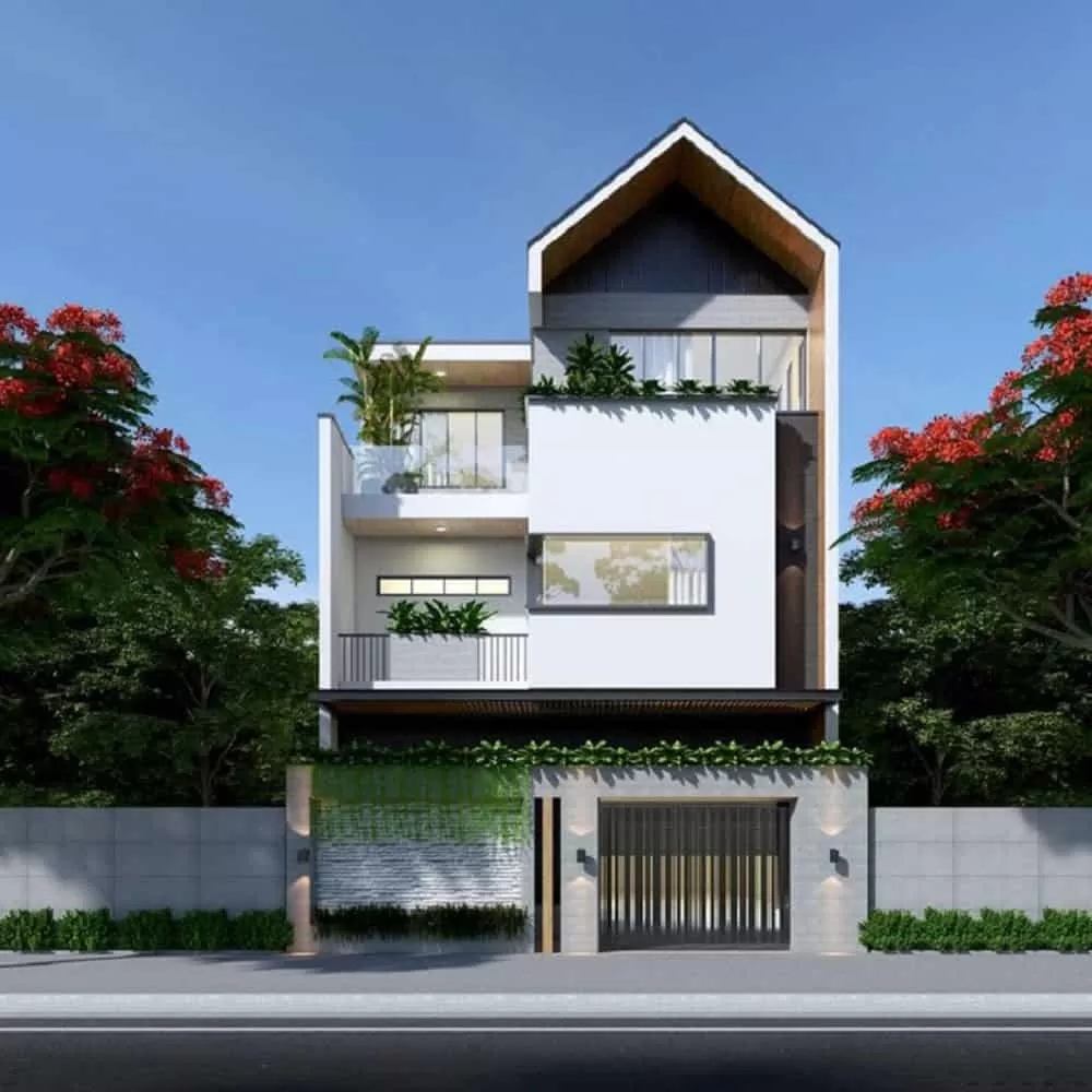 Nhà vuông mái thái ấn tượng với kiến trúc hiện đại