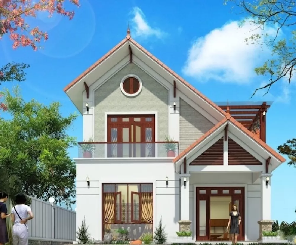 Mái thái thiết kế lệch tạo điểm nhấn ấn tượng
