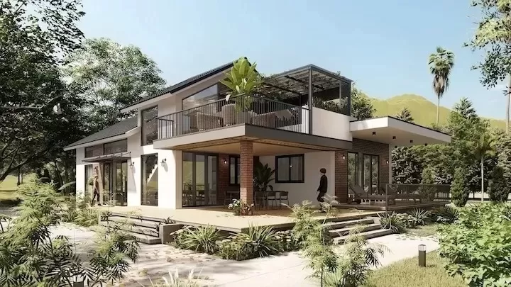 Nhà sân vườn mái thái gác lửng 1 tỷ