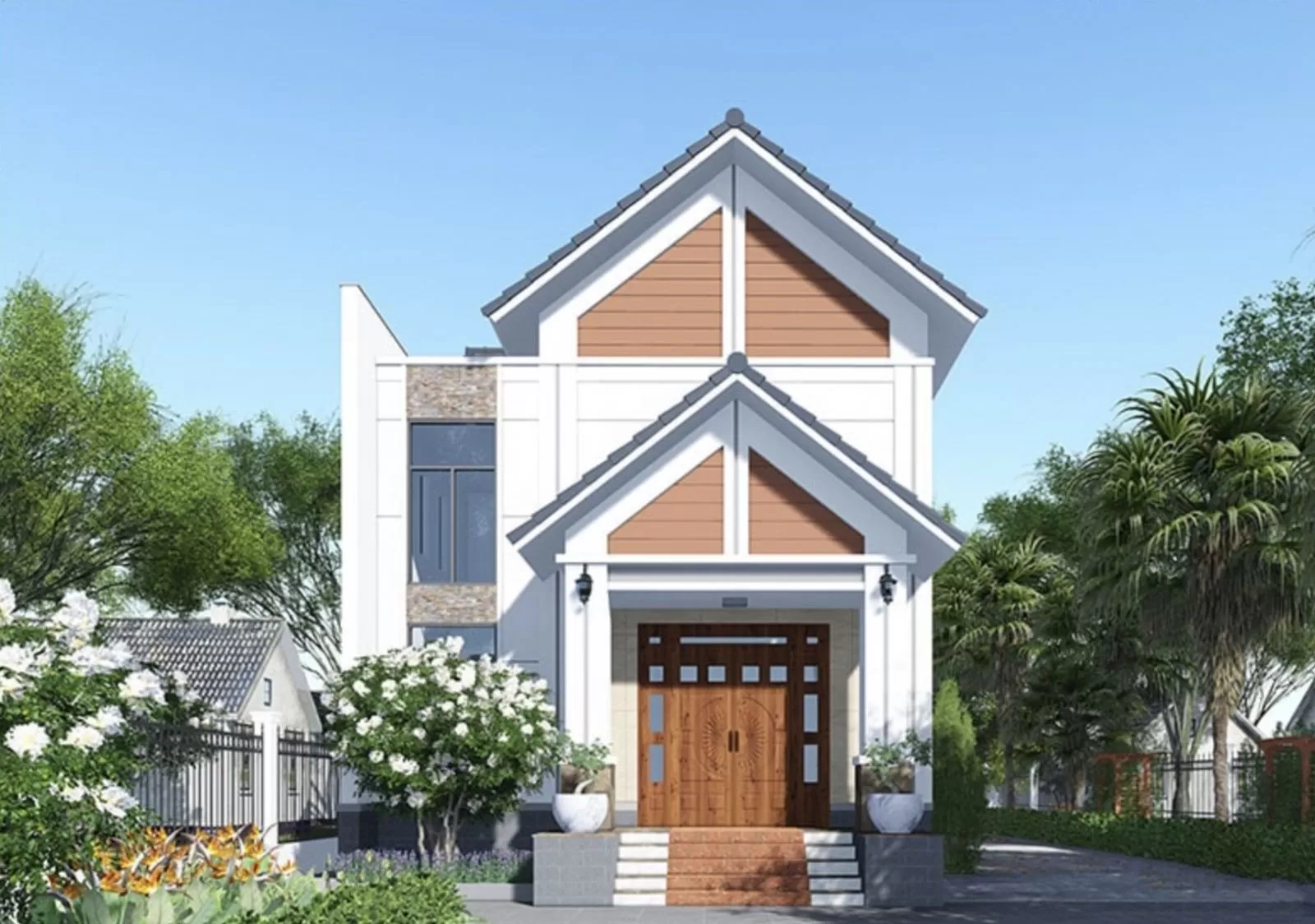 Nhà mái thái gác lửng 2 tầng 80m2