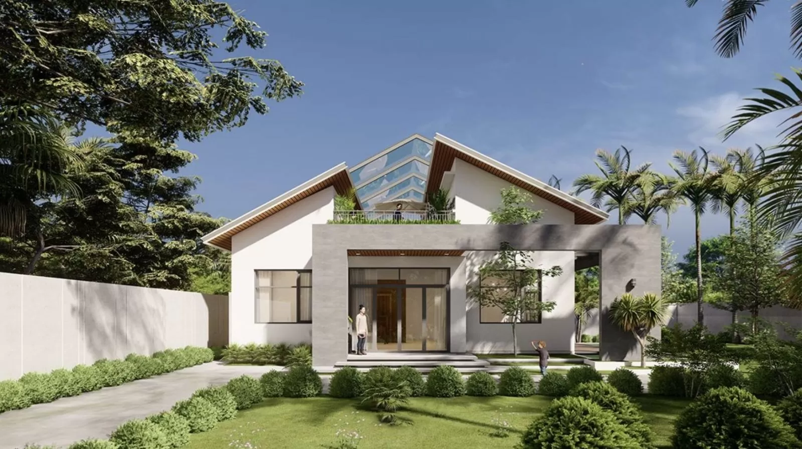 Nhà mái thái sân vườn 120m2 có gác lửng ở nông thôn