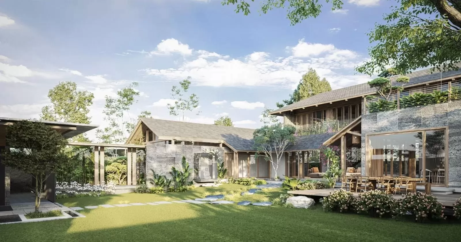 Nhà vườn 120m2 phong cách truyền thống hoài cổ