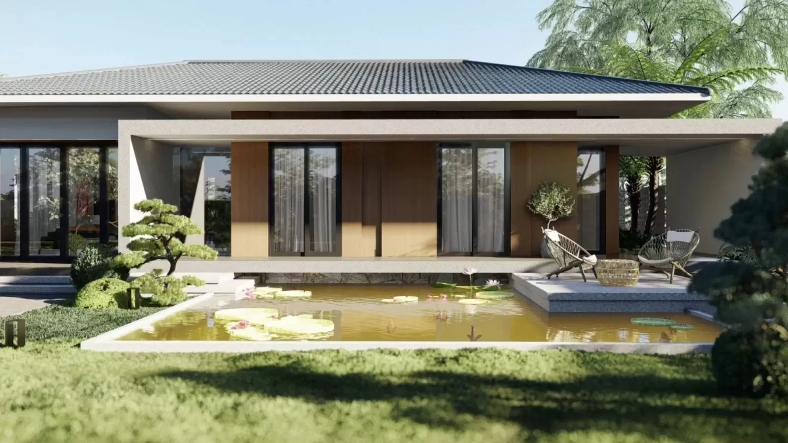 Nhà vườn 120m2 phong cách Nhật Bản