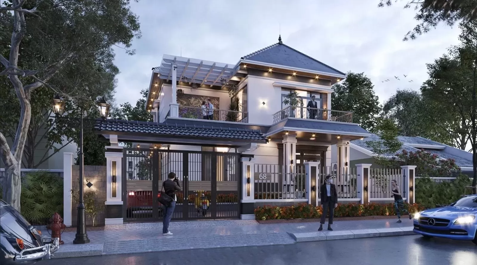 Cách phối màu thiết kế nhà 2 tầng 7x16m hài hoà