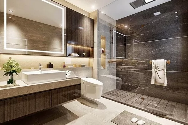 Thiết kế phòng tắm nhà đẹp 2 tầng 7x16m