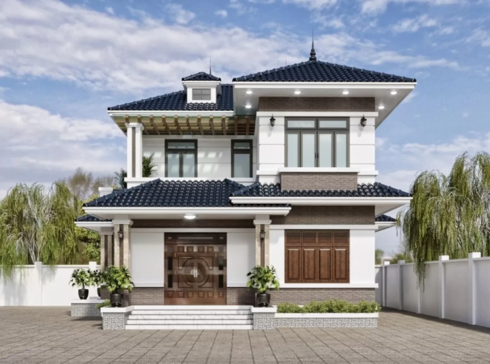 Nhà mái nhật 2 tầng 4 phòng ngủ 7x16m ở nông thôn