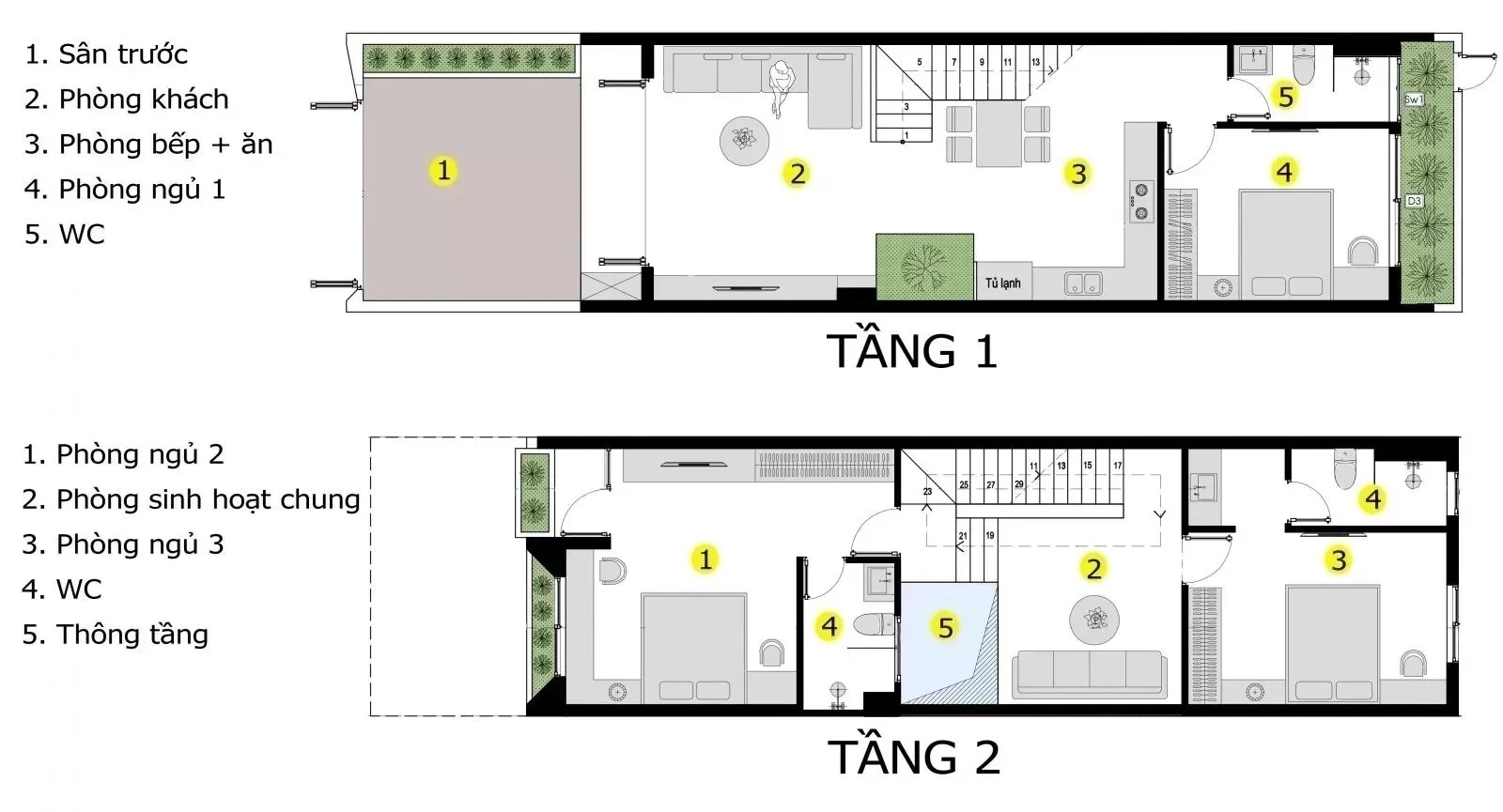 Bố trí không gian các phòng chức năng phù hợp với diện tích xây dựng căn nhà