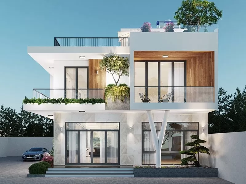 Mẫu nhà 2 tầng ở nông thôn phong cách tối giản thiết kế đẹp nhất
