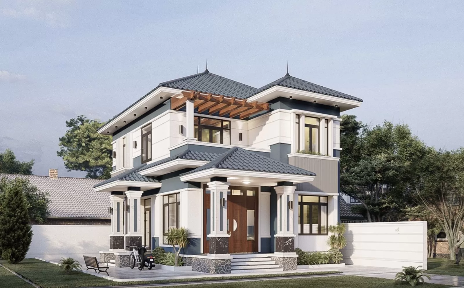 Mẫu nhà vuông 2 tầng nông thôn 500 triệu