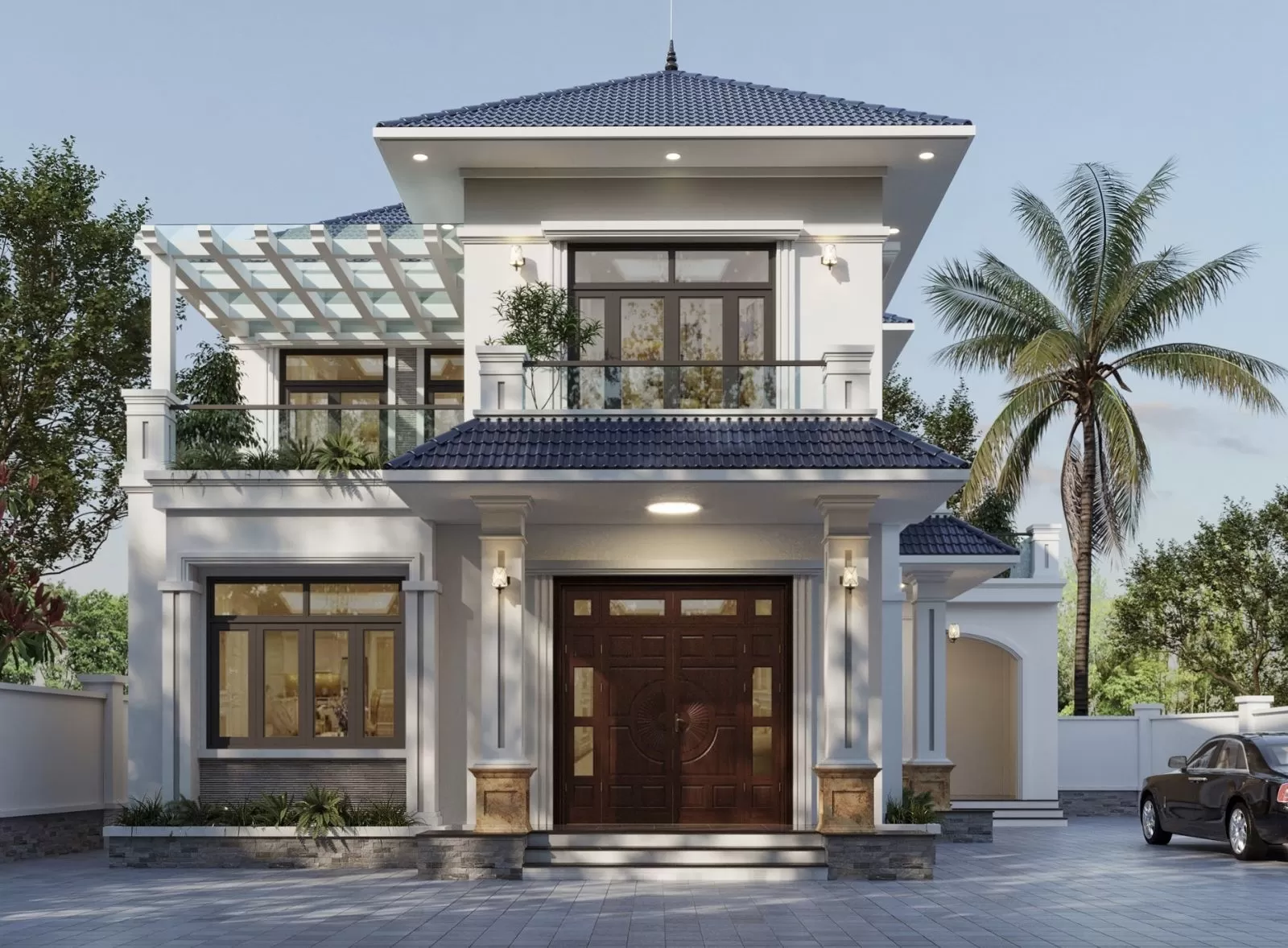 Mẫu nhà vuông 2 tầng đẹp ở nông thôn giá rẻ
