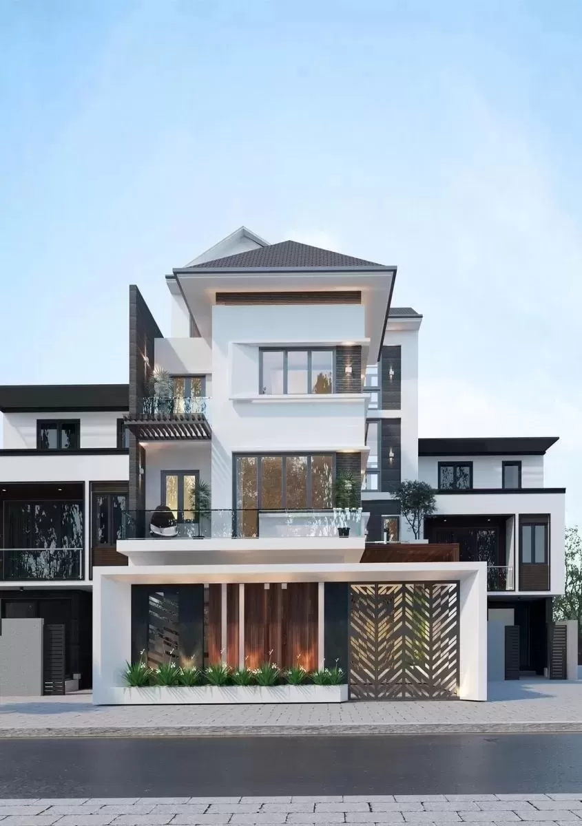 Nhà phố mái thái 3 tầng thiết kế hiện đại mặt tiền 13m ở Vĩnh Phúc