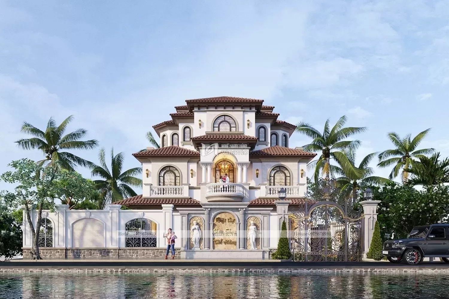 Thiết kế lâu đài 500m2 tại Vĩnh Phúc phong cách Địa Trung Hải