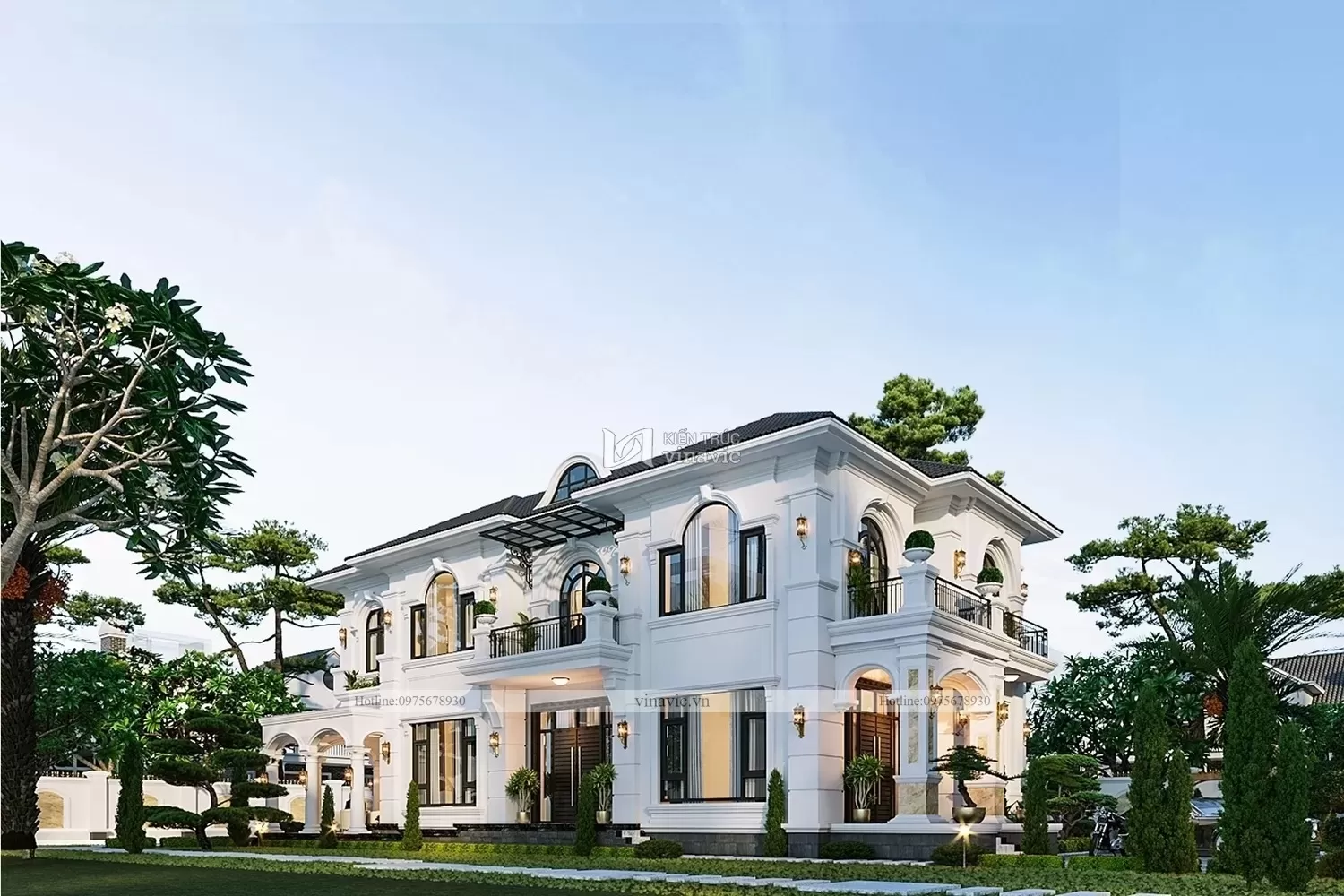 Không gian nhà vườn mái nhật 2 tầng tân cổ điển đẹp ở Vĩnh Yên