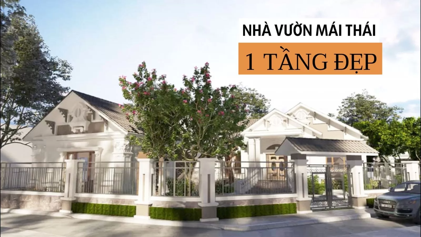 Thiết kế nhà mái thái 1 tầng có sân vườn