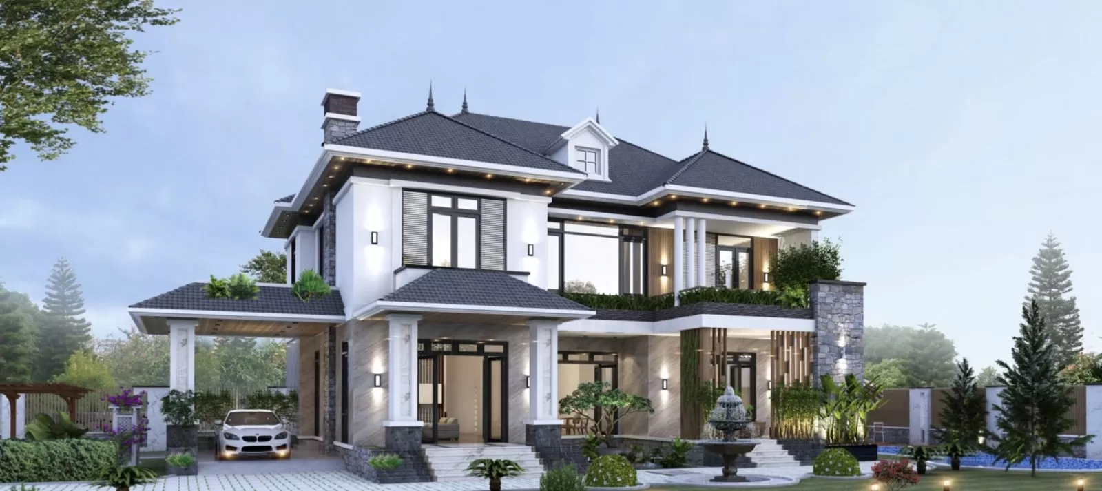 Nên lựa chọn đơn vị thiết kế và thi công nhà mái nhật đẹp 2 tầng 1 tum uy tín