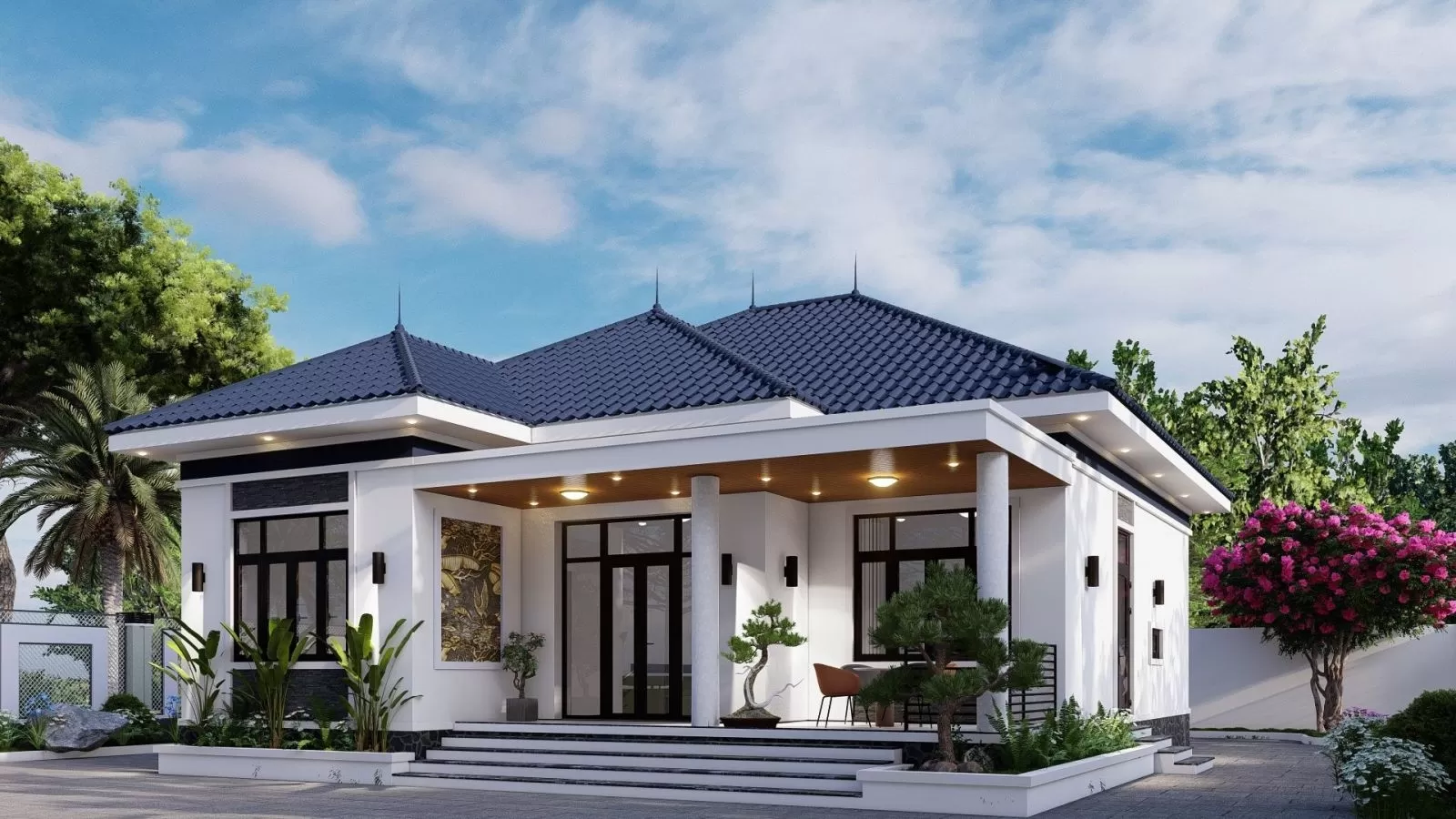 Nhà sân vườn ở nông thôn mái nhật 800 triệu 2 phòng ngủ