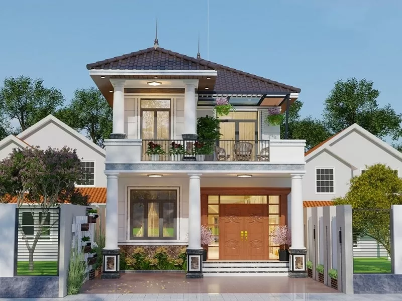 Mẫu nhà 2 tầng mái nhật đẹp hiện đại tối giản 800 triệu