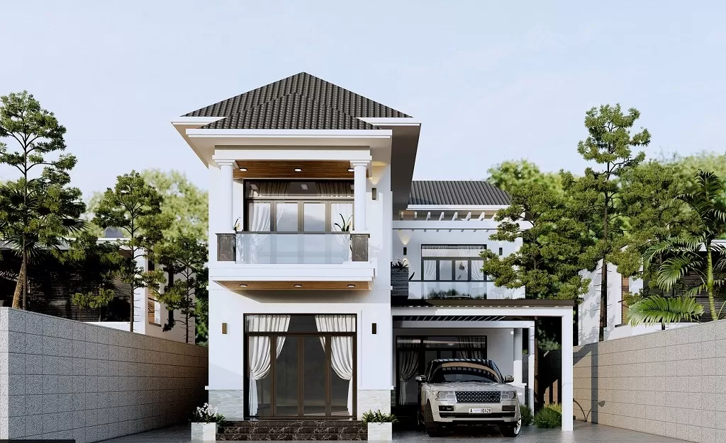 Nhà 2 tầng mái nhật có gara 800 triệu
