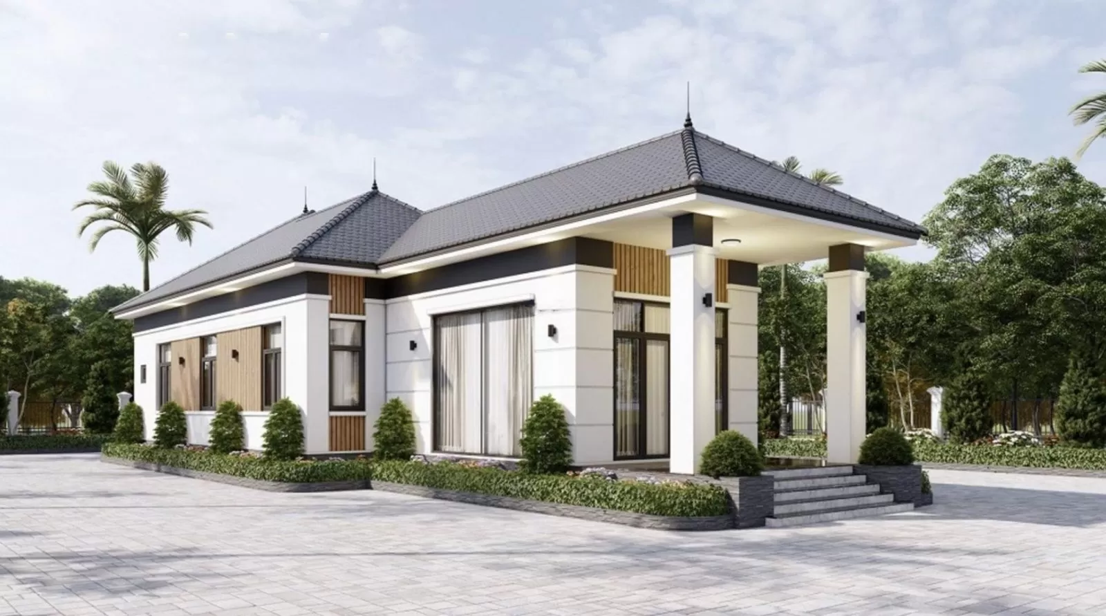 Nhà vườn 1 tầng mái nhật hiện đại 7x20m 800 triệu