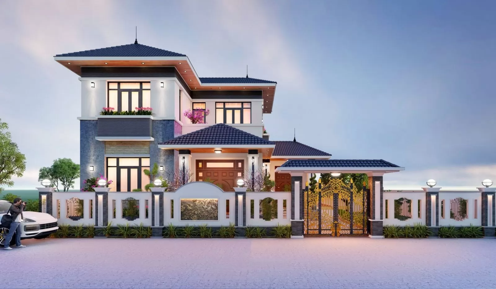 Biệt thự 2 tầng mái nhật 800 triệu 4 phòng ngủ