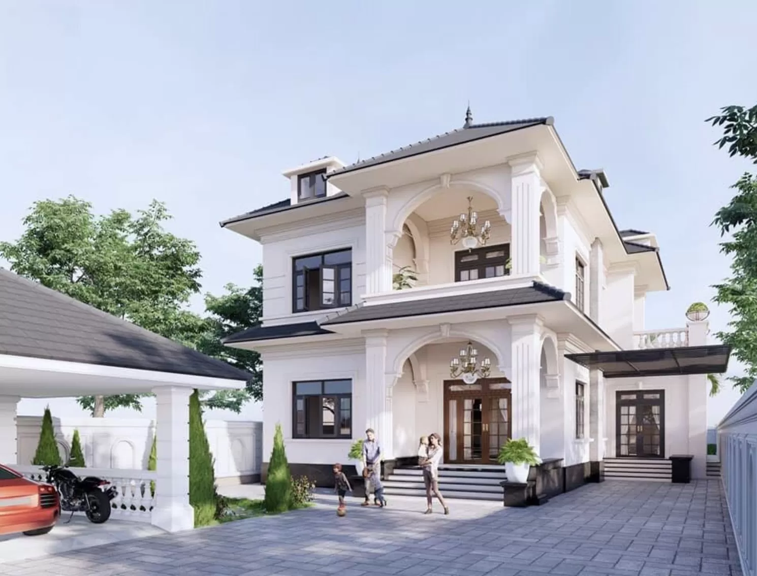 Biệt thự vườn mái Nhật 800 triệu kiểu Pháp có không gian sống thoáng đãng