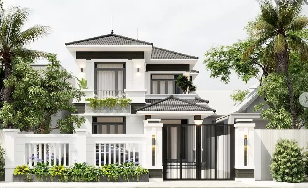Mái nhà theo phong cách Nhật Bản là điểm nổi bật của ngôi nhà này