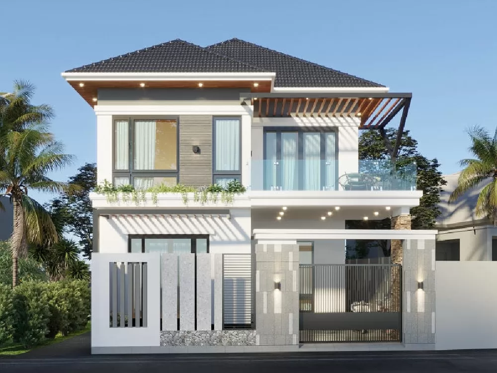 Thiết kế nhà mái nhật 2 tầng phong cách hiện đại