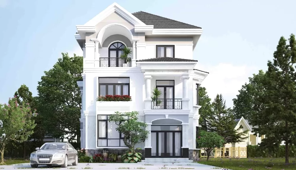 Mẫu nhà biệt thự mái nhật 120m2 đẹp