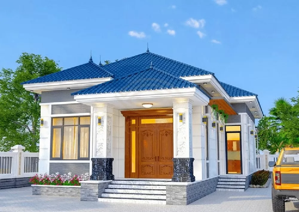 Mẫu nhà cấp 4 7x15 3 phòng ngủ mái nhật
