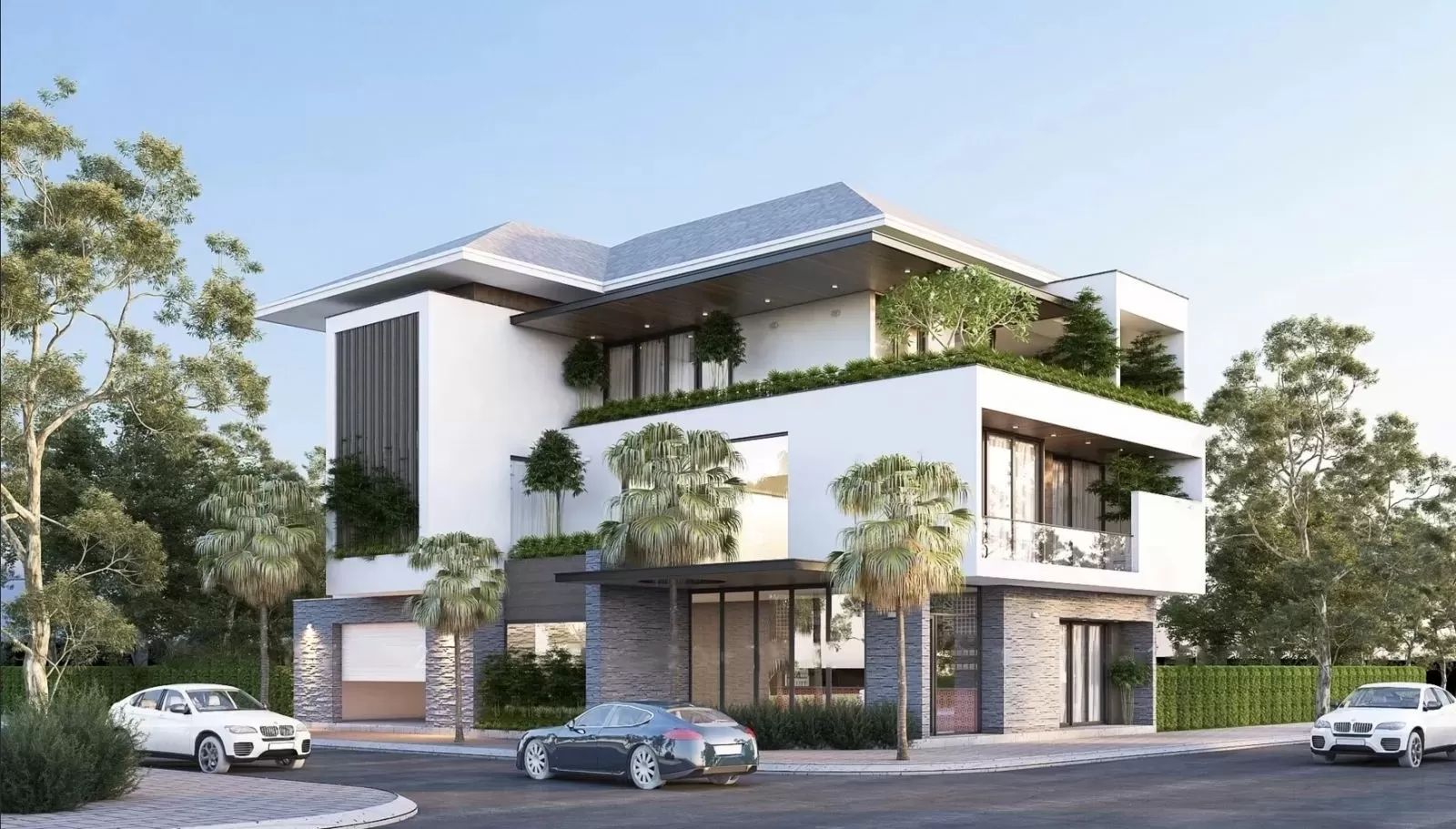 Nhà mái thái 3 tầng 2 mặt tiền 120m2 với 4 phòng ngủ