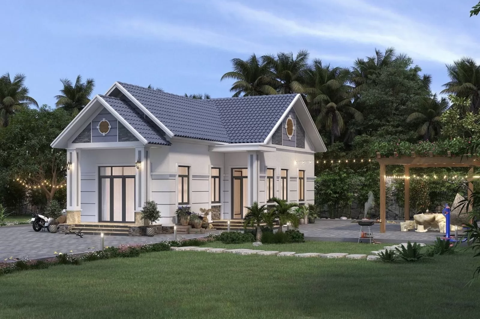 Nhà đẹp cấp 4 4 phòng ngủ 120m2 có sân vườn rộng rãi
