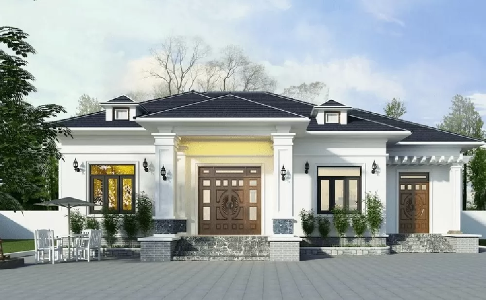 Mẫu nhà mái Nhật 1 tầng 100m2 có chi phí xây dựng tương đối hợp lý, phù hợp với điều kiện kinh tế của nhiều gia đình.