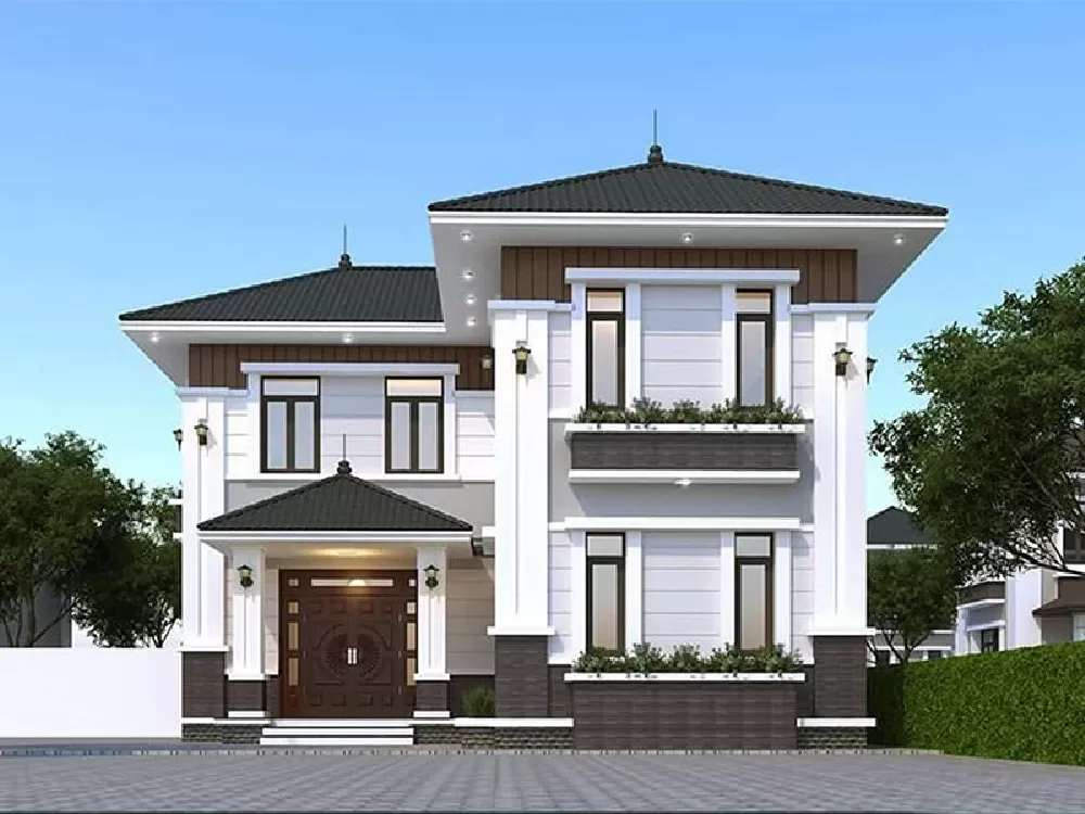 Mẫu nhà 2 tầng mái nhật đầy đủ công năng tiện nghi
