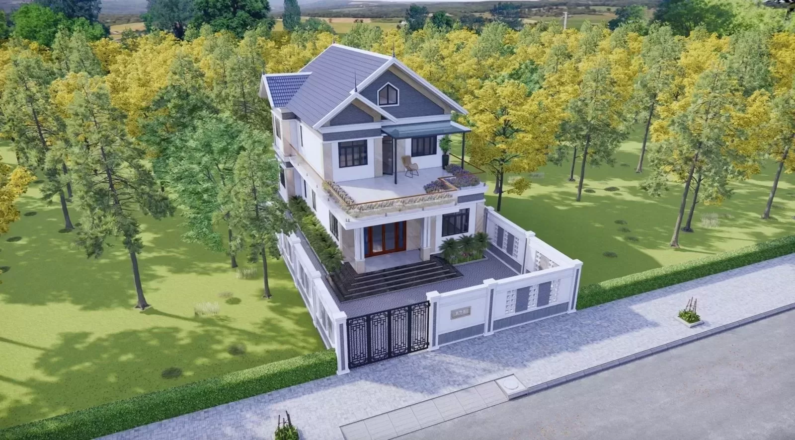 Mẫu nhà phố 2 5 tầng hiện đại mái thái giá rẻ đẹp đơn giản
